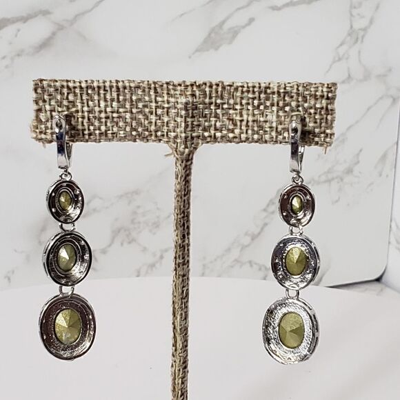 RAINBOW CUBIC ZIRCONIA & Rhinestone Dangle Sparkling Earrings - Picture 4 of 6